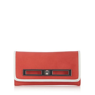 Designer coral piped twist lock large purse